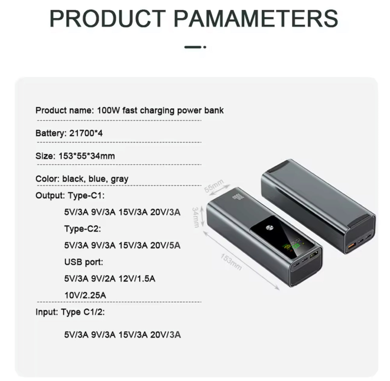 PowerBank 20000 - 100W Super Fast Charger