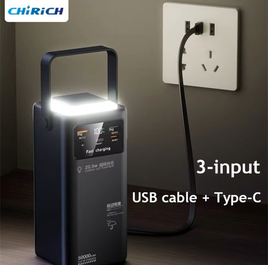 PowerBank 50000mAH - Super Fast Charger 22.5W - Lanterna LED