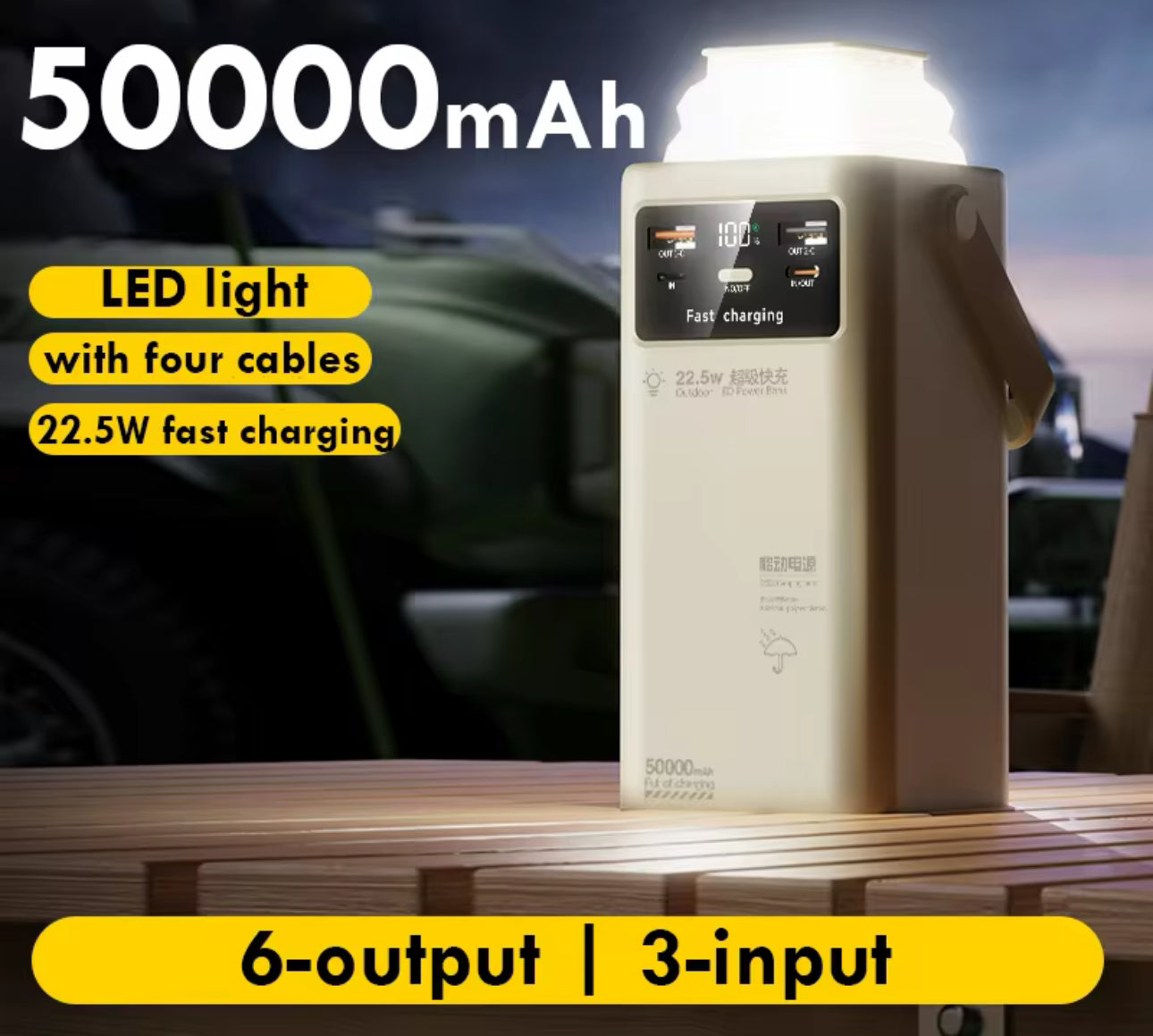 PowerBank 50000mAH - Super Fast Charger 22.5W - Lanterna LED