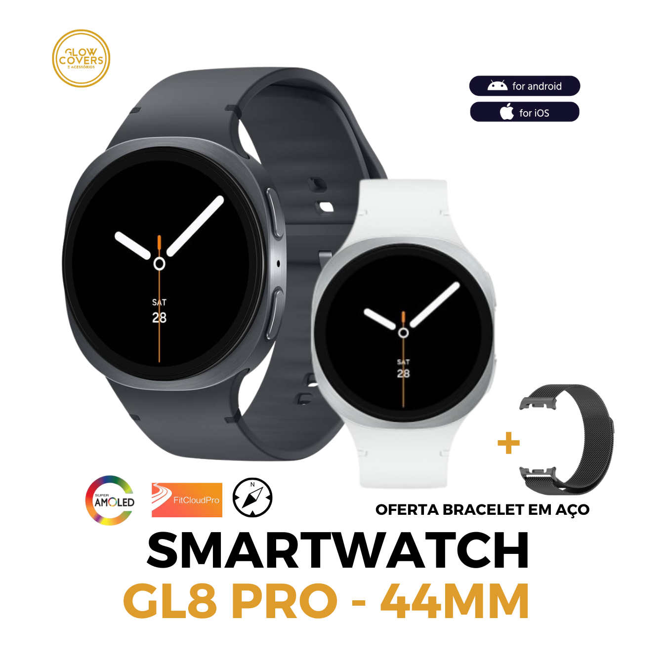 Smartwatch GL8 PRO - 44mm – Glow Covers